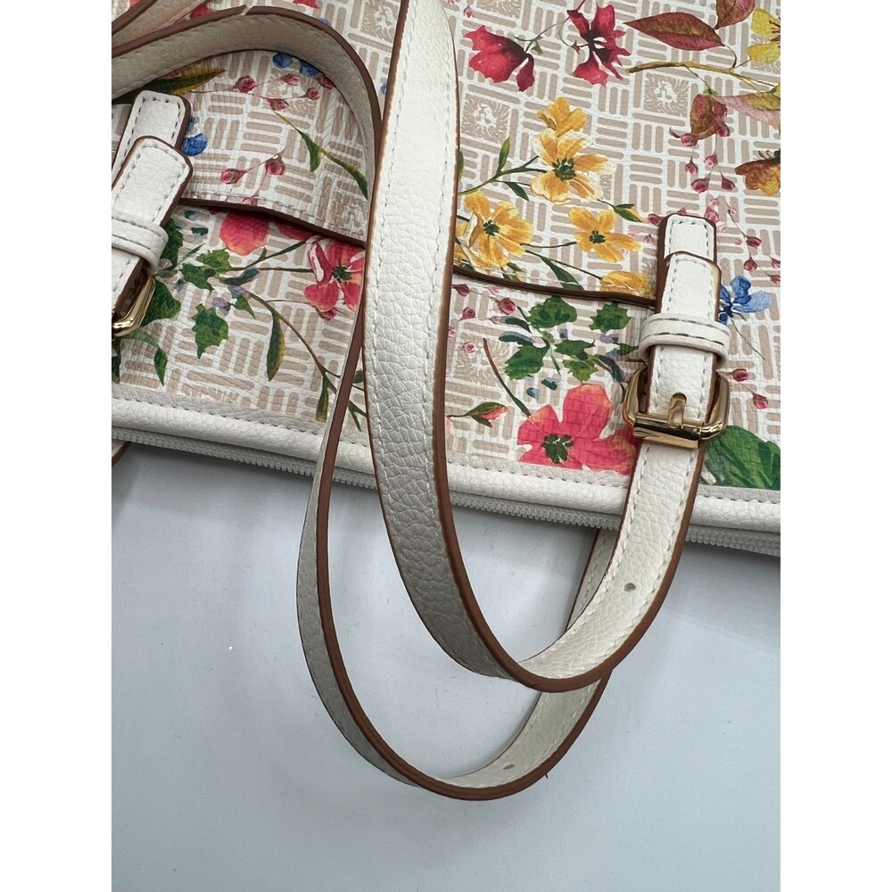 Anne Klein Floral Tote Bag White Multicolor Shoulder Purse Spring Summer - Picture 15 of 16